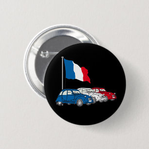 Badge Rond 5 Cm Oldtimer 2CV Trio France Drapeau