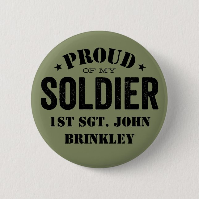 Badge Rond 5 Cm Olive Green Fière de mon SOLDAT de l'armée avec le (Devant)