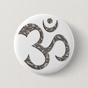 BADGE ROND 5 CM OM / AUM - ARGENT