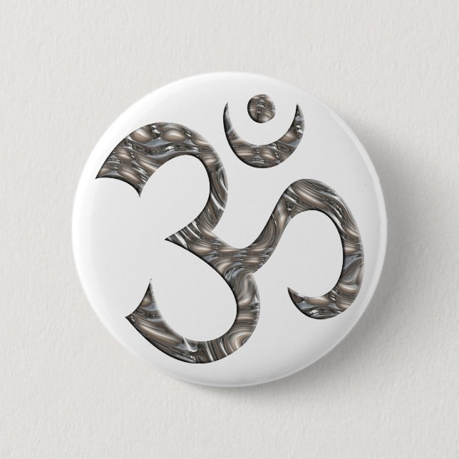 BADGE ROND 5 CM OM / AUM - ARGENT (Devant)