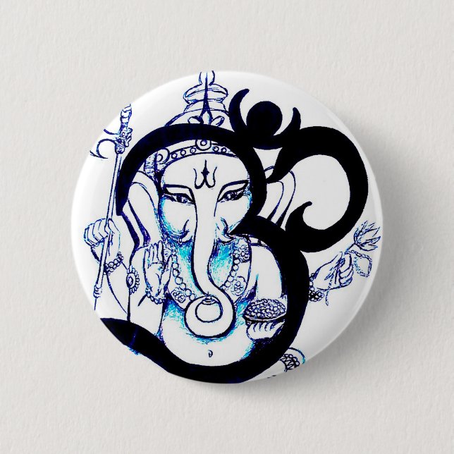 Badge Rond 5 Cm OM - Ganesha (Devant)