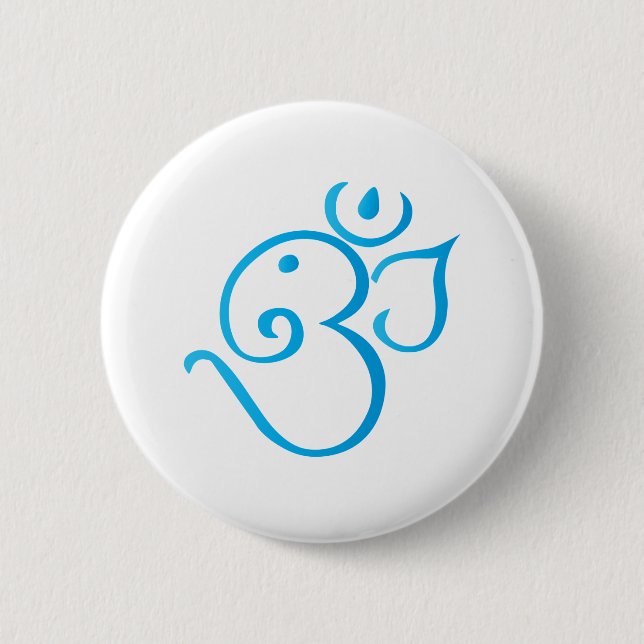 Badge Rond 5 Cm OM-ganpati-turqoise (Devant)
