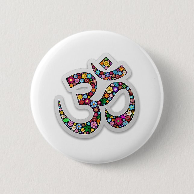 Badge Rond 5 Cm Om Ohm Aum Namaste Yoga Symbol (Devant)