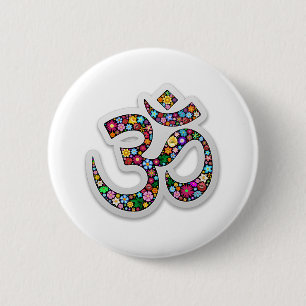 Badge Rond 5 Cm Om Ohm Aum Namaste Yoga Symbol