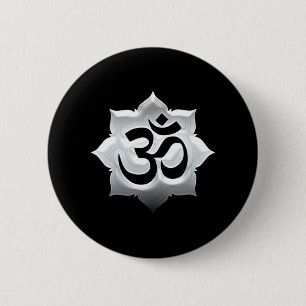 Badge Rond 5 Cm OM Symbole Lotus Spiritualité Yoga Crest