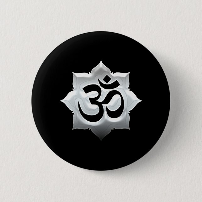 Badge Rond 5 Cm OM Symbole Lotus Spiritualité Yoga Crest (Devant)