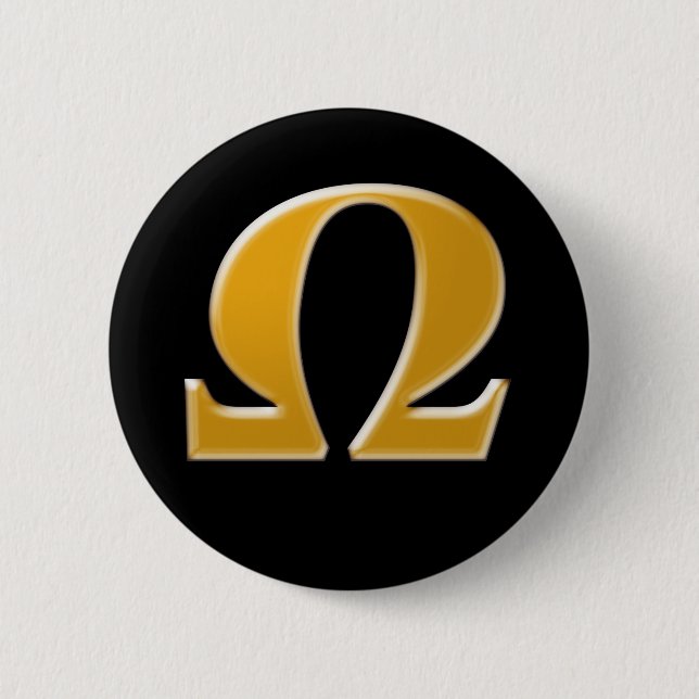 Badge Rond 5 Cm Oméga grecque d'or - Symbole de la résistance (Devant)