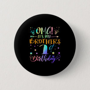 Badge Rond 5 Cm Omg Ses Frères 1er Anniversaire Doux 1 Ans