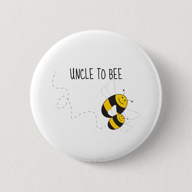 Badge Rond 5 Cm Oncle à abeille bouton pour une douche de bébé abe (Devant)