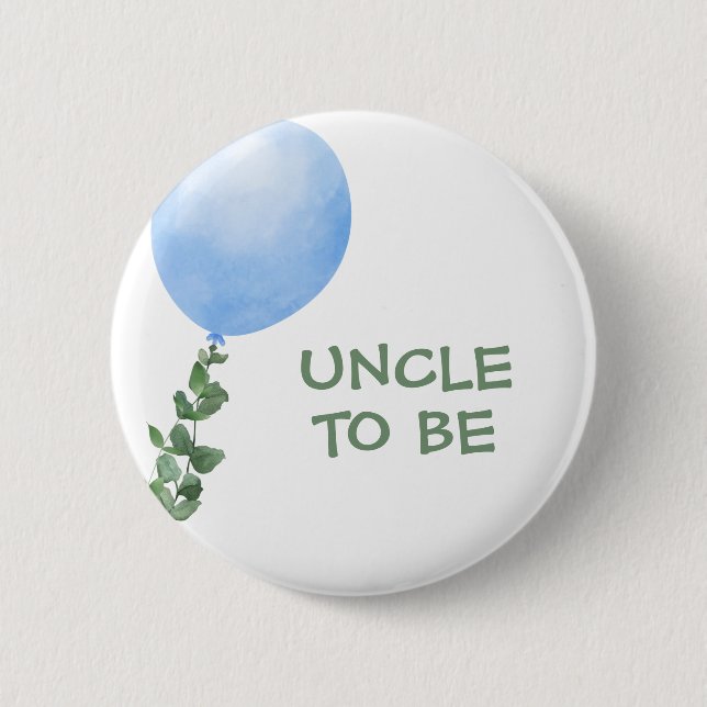 Badge Rond 5 Cm Oncle à être Bleu Bleu Bouton Baby shower (Devant)