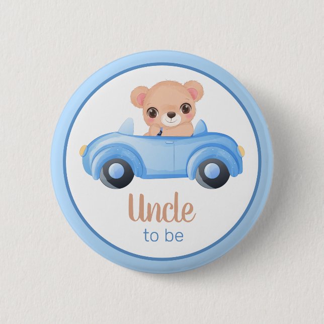 Badge Rond 5 Cm Oncle à être ours garçon Baby shower bouton (Devant)