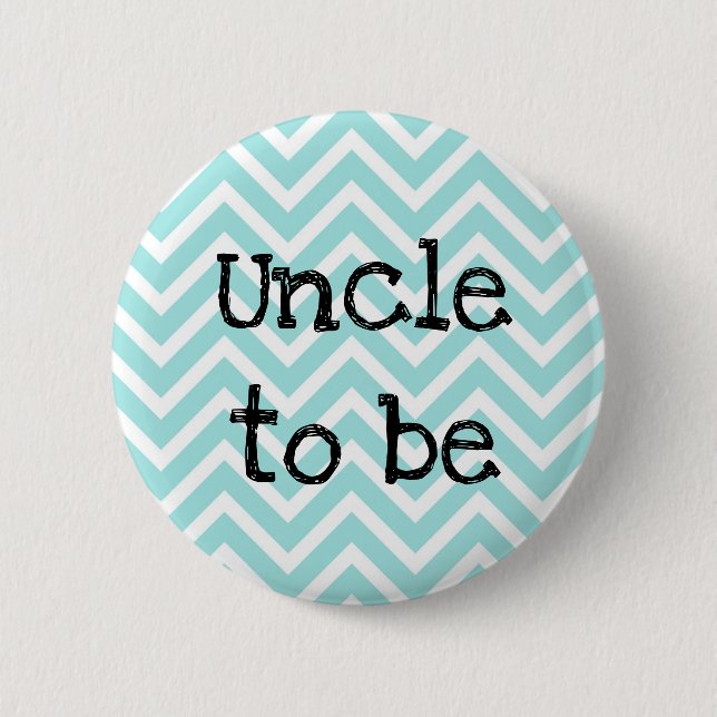 Badge Rond 5 Cm Oncle à être turquoise Baby shower Chevron (Devant)