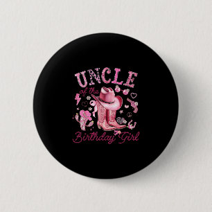 Badge Rond 5 Cm Oncle de la fille d'anniversaire vachette rose wes
