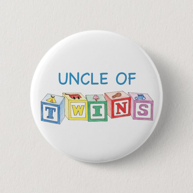 Badge Rond 5 Cm Oncle des blocs de jumeaux (Devant)
