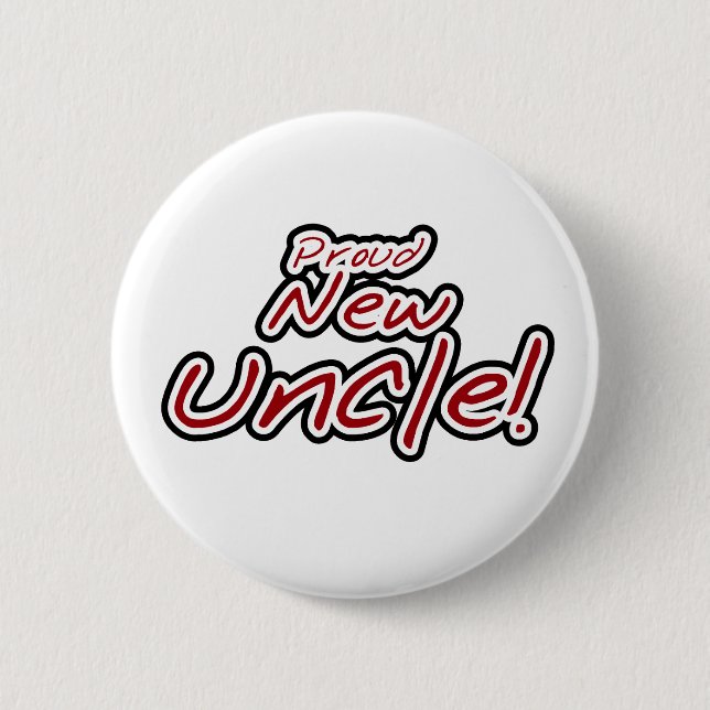 Badge Rond 5 Cm Oncle fier textes rouges/noirs nouvel (Devant)