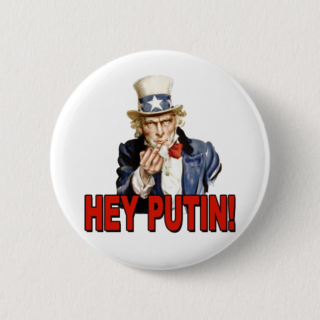 Badge Rond 5 Cm Oncle Sam Doigt d'honneur Hé Putin  (Devant)