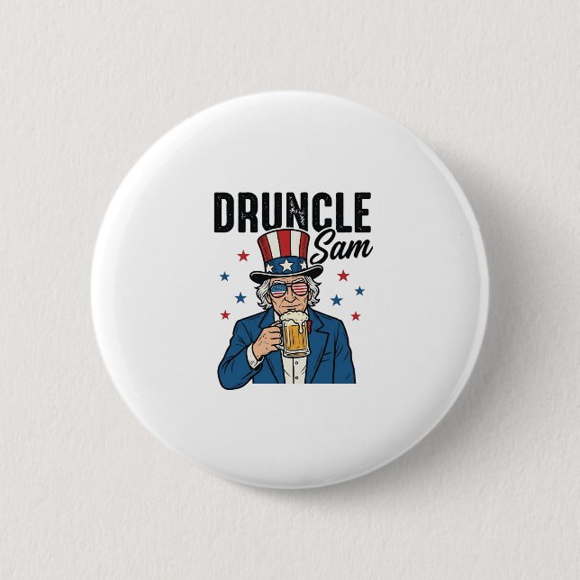 Badge Rond 5 Cm Oncle Sam drôle de conception vectorielle de bière (Devant)