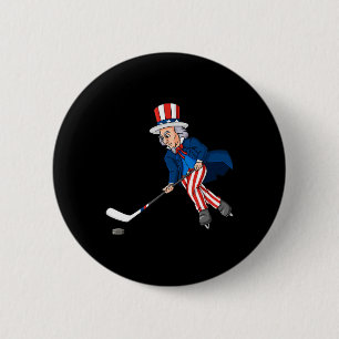 Badge Rond 5 Cm Oncle Sam Hockey 4 juillet Patriotique Garçons T