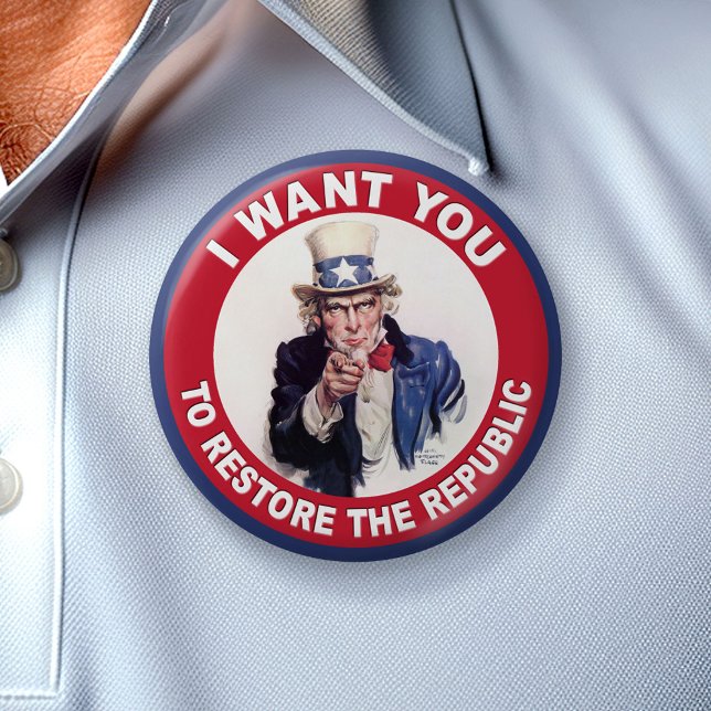 Badge Rond 5 Cm Oncle Sam : JE VEUX QUE VOUS... (Custom Button)