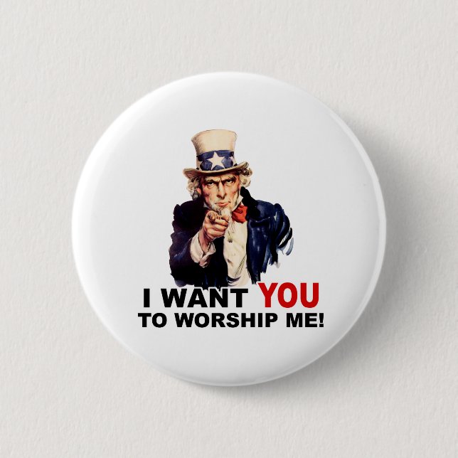 Badge Rond 5 Cm Oncle Sam VEUT QUE TU M'AIMES (Devant)