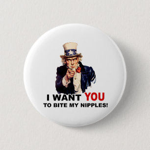 Badge Rond 5 Cm Oncle Sam VEUT QUE TU MORDES MES TÉTONS