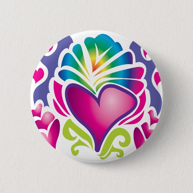 Badge Rond 5 Cm onde cardiaque super (Devant)