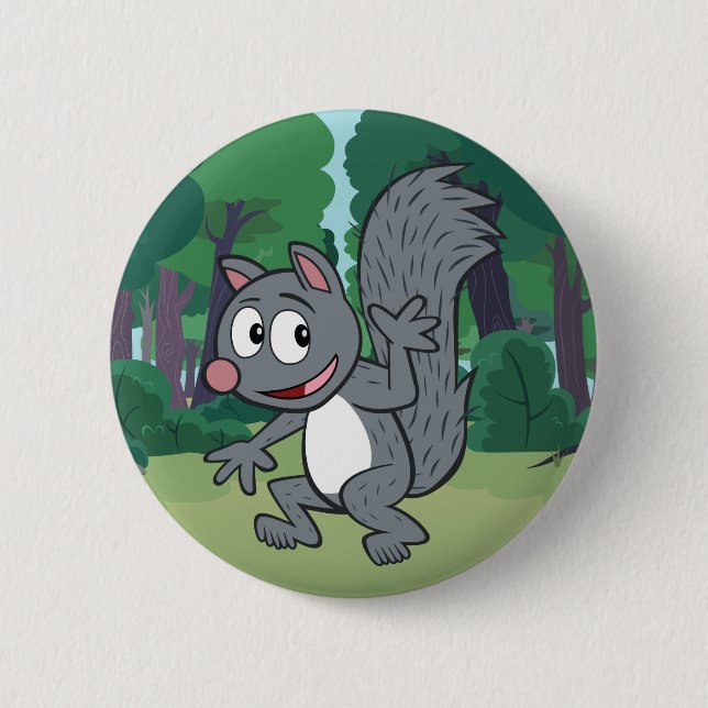 Badge Rond 5 Cm Ondulation grise d'écureuil de Rick | de garde (Devant)