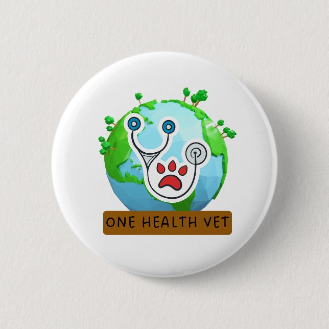 Badge Rond 5 Cm One Health Vet – Vet Global Health Animal Design (Devant)