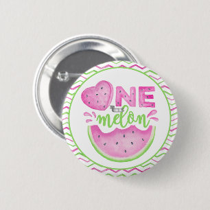 Badge Rond 5 Cm One in a Melon Birthday Button - Pink Watermelon