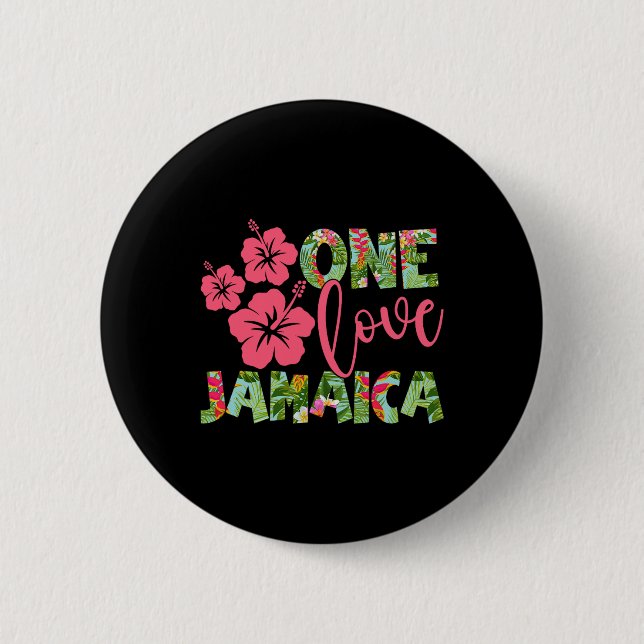 Badge Rond 5 Cm One Love Jamaica 2025 Caribbean Vacation Theme Fam (Devant)