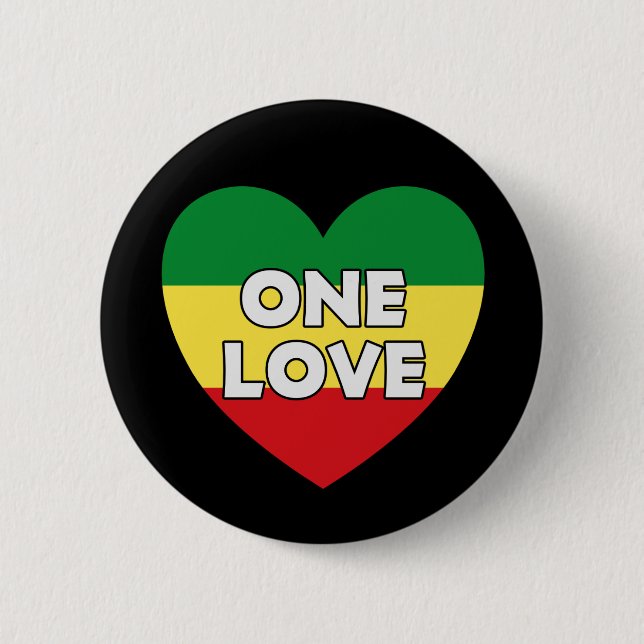 Badge Rond 5 Cm One Love Rasta Reggae (Devant)