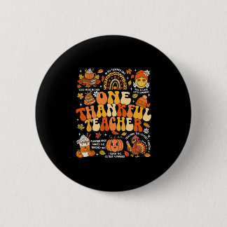 Badge Rond 5 Cm One Thankful Teacher Thanksgiving Groovy Fall Autu