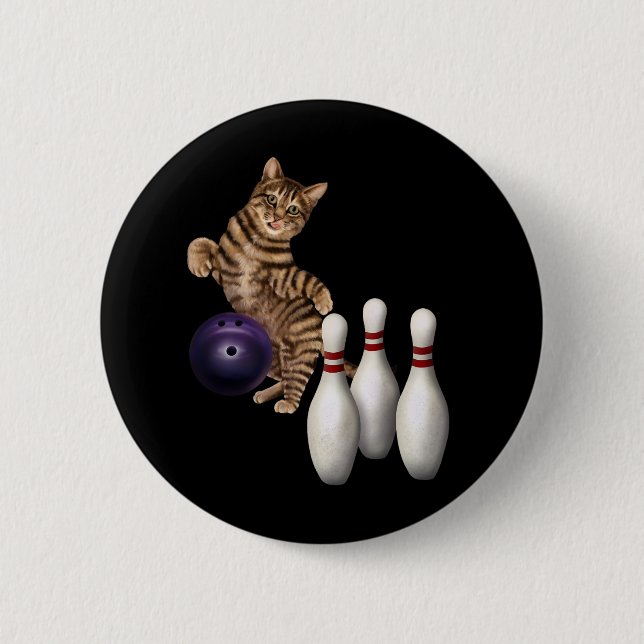 Badge Rond 5 Cm Onglet Funny Chat Bowling (Devant)