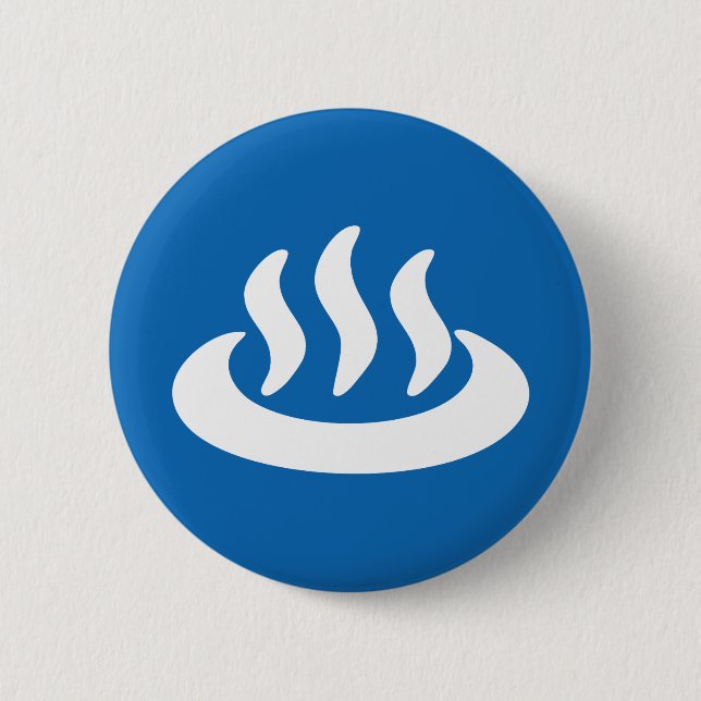 Badge Rond 5 Cm Onsen ♨ Hot Spring 温 泉 Japonais (Devant)