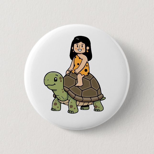 Badge Rond 5 Cm Oona et la Tortue (Devant)