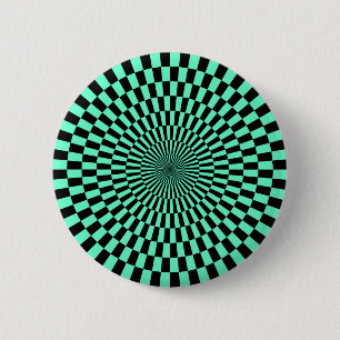 Badge Rond 5 Cm Op Art - Turquoise and Black