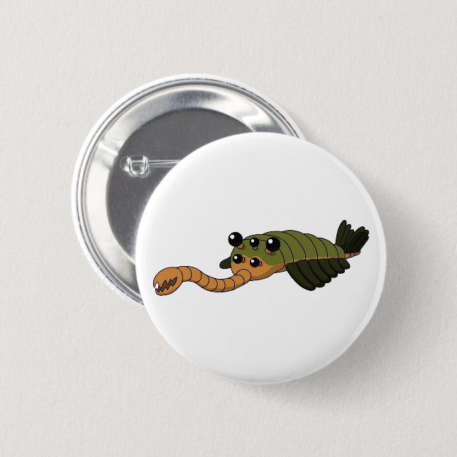 Badge Rond 5 Cm Opabinia - Animal préhistorique (Devant & derrière)
