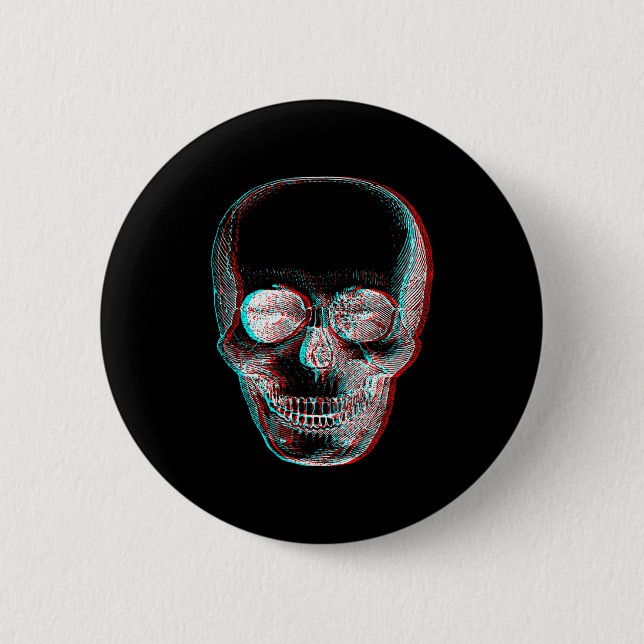 Badge Rond 5 Cm Optical Illusion Halloween Skeleton Skull  (Devant)