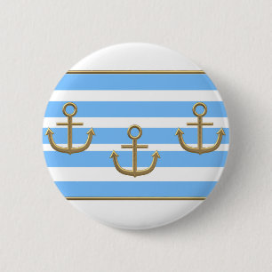 Badge Rond 5 Cm or ancre bleu blanc arrière - plan