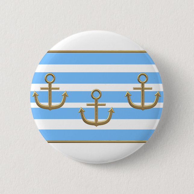 Badge Rond 5 Cm or ancre bleu blanc arrière - plan (Devant)