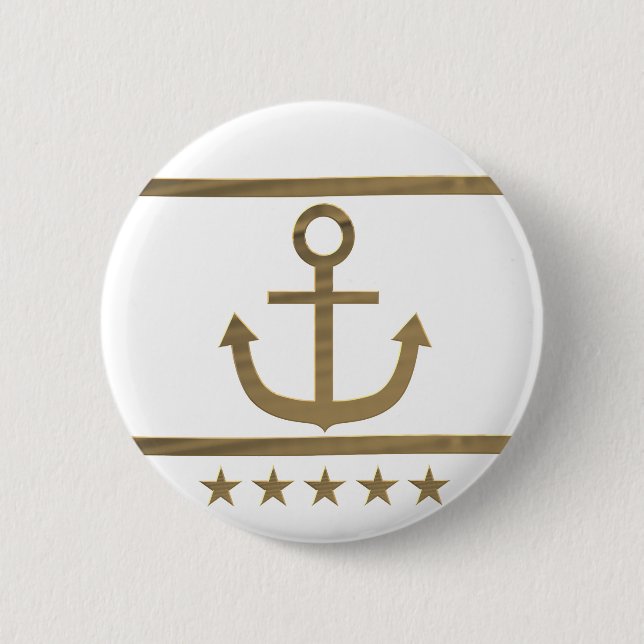 Badge Rond 5 Cm or ancre symbole de bonheur (Devant)
