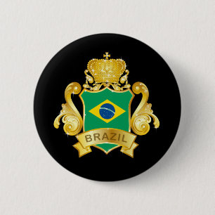 Badge Rond 5 Cm Or Brésil