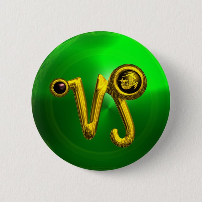 BADGE ROND 5 CM OR CAPRICORN / SIGNE ZODIAC JEWEL (Devant)
