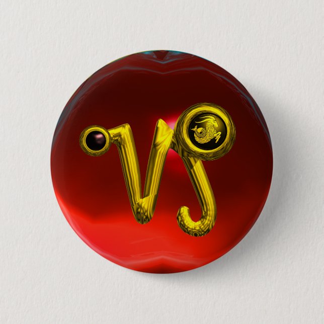 BADGE ROND 5 CM OR CAPRICORN / SIGNE ZODIAC JEWEL (Devant)
