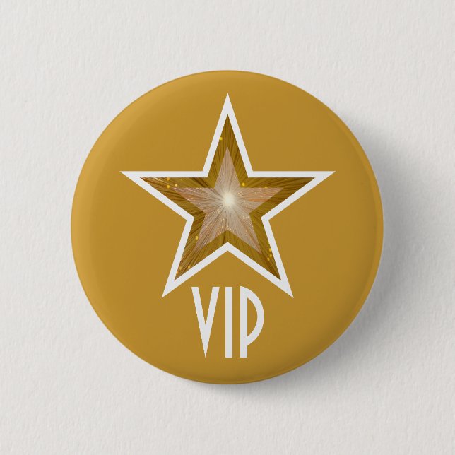 Badge Rond 5 Cm Or de bouton de l'étoile "VIP" de "or" (Devant)