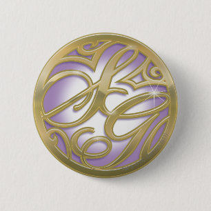 Badge Rond 5 Cm Or de Supergirl et logo pourpre de cercle