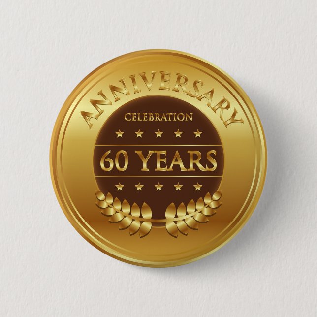 Badge Rond 5 Cm Or du 60e anniversaire (Devant)