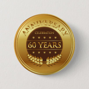 Badge Rond 5 Cm Or du 60e anniversaire