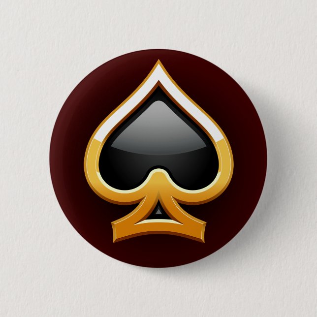 BADGE ROND 5 CM OR ET PELLE NOIRE (Devant)