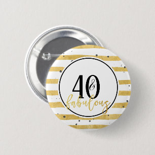 Badge Rond 5 Cm Or moderne 40 & Fabuleux Bouton Confetti Anniversa